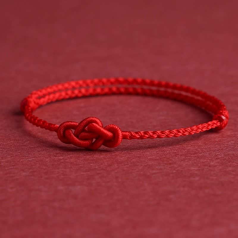 Buddha Stones Minimalist Red String Chinese Knotting Prosperity Bracelet Anklet