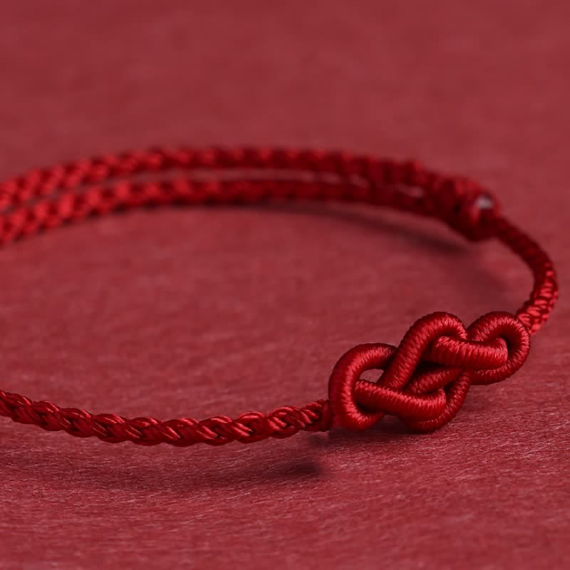 Buddha Stones Minimalist Red String Chinese Knotting Prosperity Bracelet Anklet