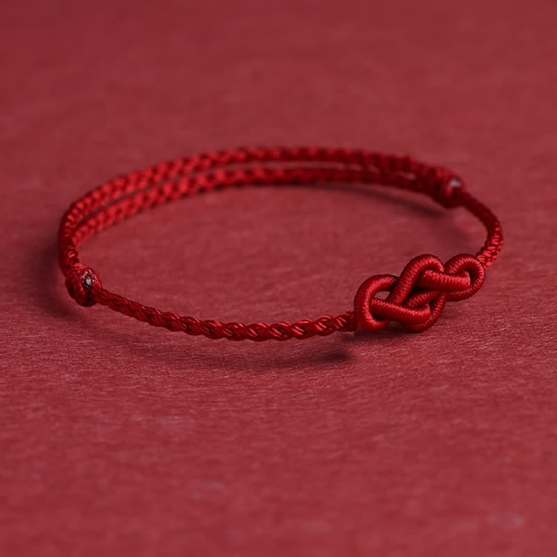 Buddha Stones Minimalist Red String Chinese Knotting Prosperity Bracelet Anklet
