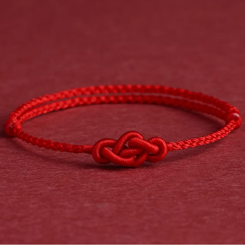 Buddha Stones Minimalist Red String Chinese Knotting Prosperity Bracelet Anklet