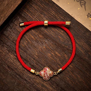 EverestArtstudios Red String Song Brocade Four-leaf Clover Luck Bracelet