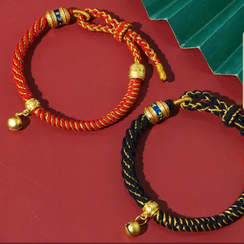 Buddha Stones Tibetan Om Mani Padme Hum Red String Protection Bracelet