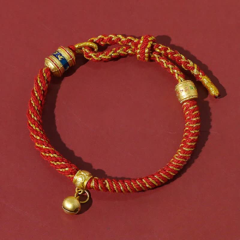 Buddha Stones Tibetan Om Mani Padme Hum Red String Protection Bracelet