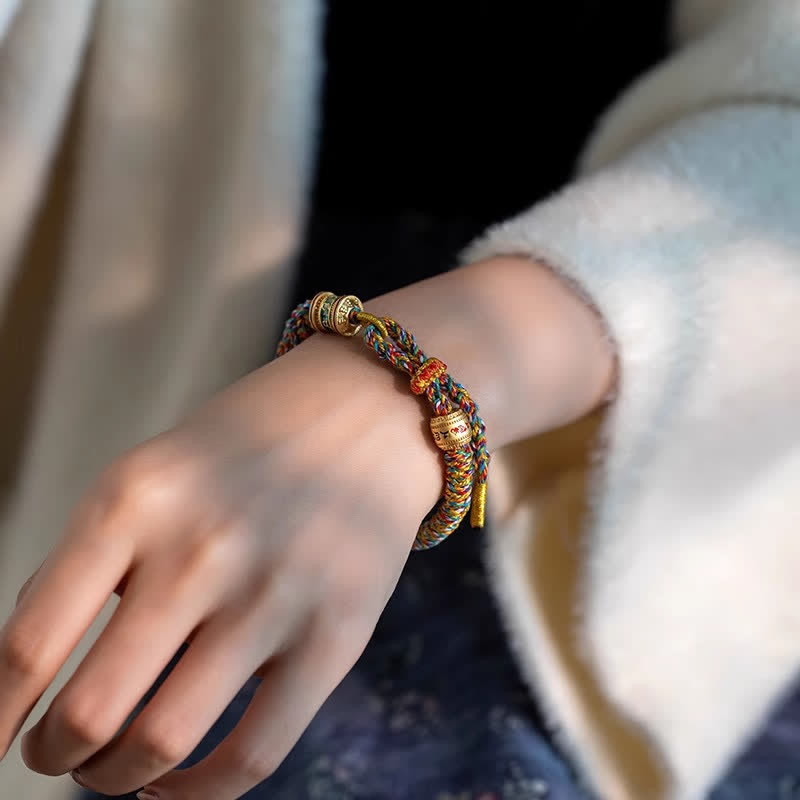 Buddha Stones Tibetan Om Mani Padme Hum Red String Protection Bracelet