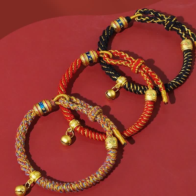 Buddha Stones Tibetan Om Mani Padme Hum Red String Protection Bracelet