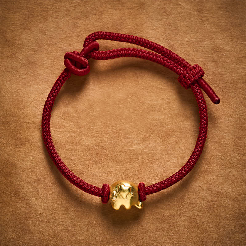 Buddha Stones Red String Elephant Copper Protection Bracelet