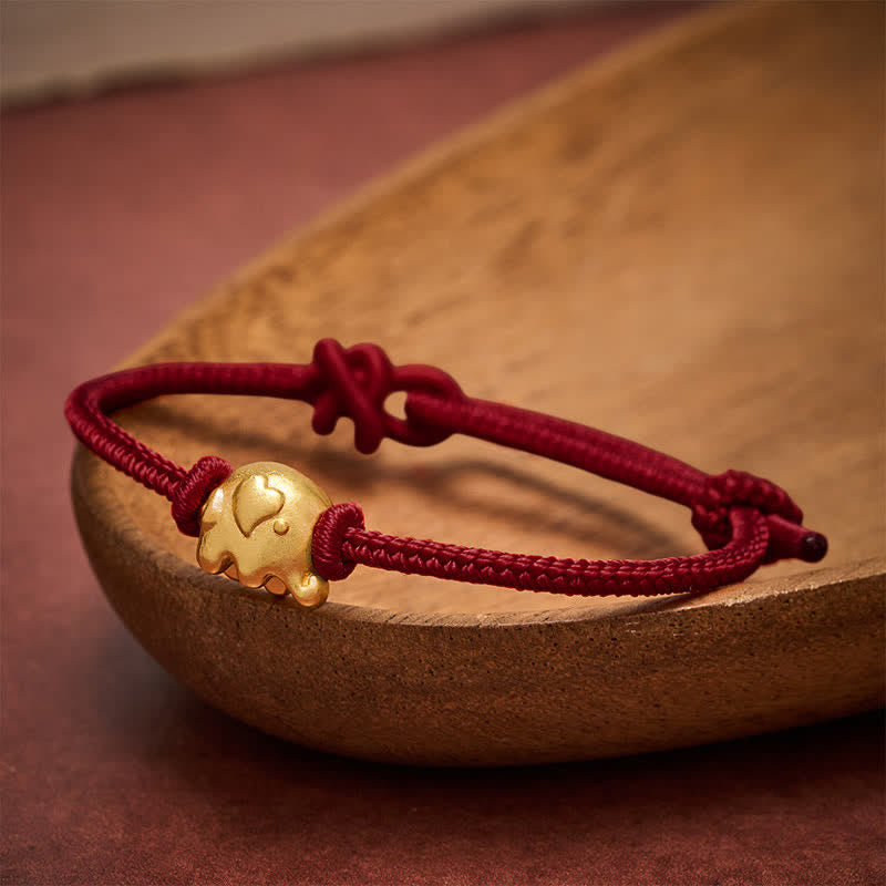 Buddha Stones Red String Elephant Copper Protection Bracelet