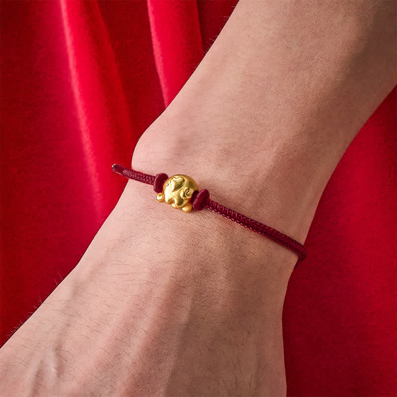 Buddha Stones Red String Elephant Copper Protection Bracelet
