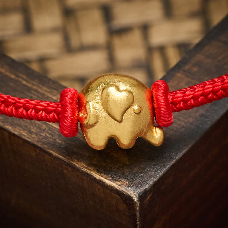 Buddha Stones Red String Elephant Copper Protection Bracelet