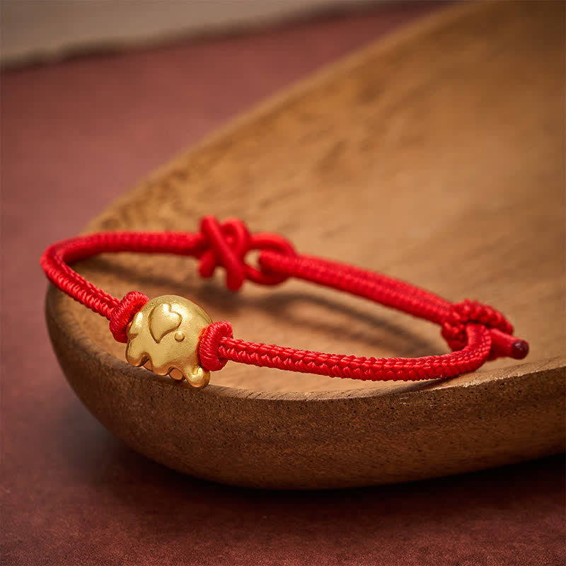 Buddha Stones Red String Elephant Copper Protection Bracelet