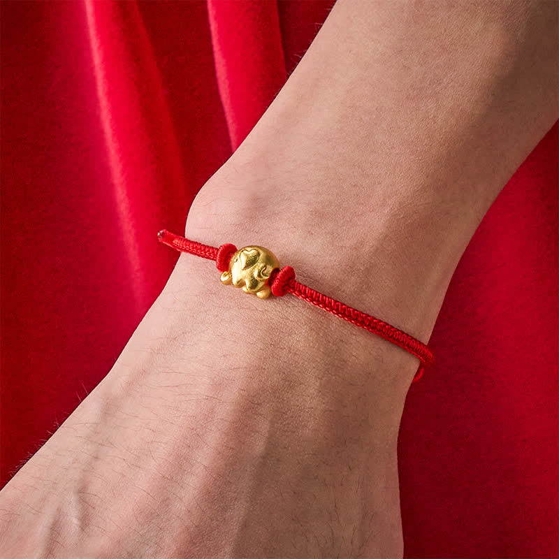 Buddha Stones Red String Elephant Copper Protection Bracelet