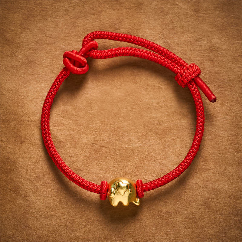 Buddha Stones Red String Elephant Copper Protection Bracelet