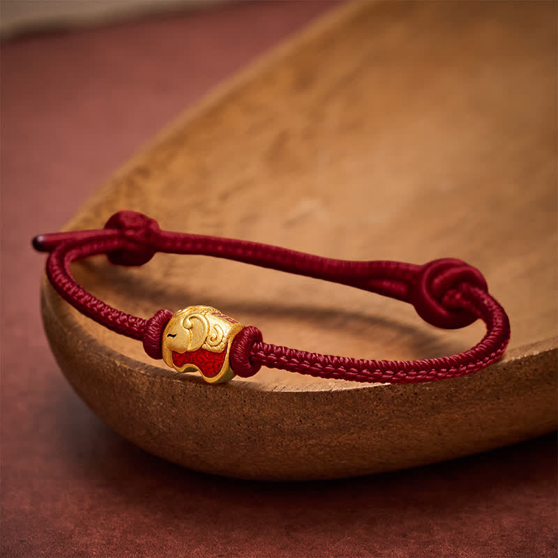 Buddha Stones Red String Elephant Copper Faith Bracelet