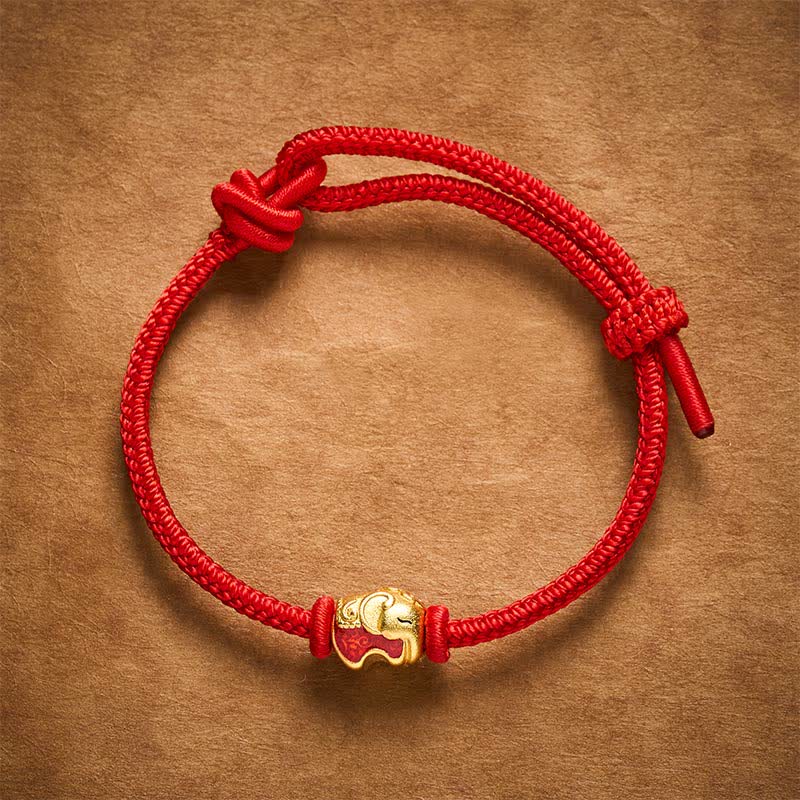 Buddha Stones Red String Elephant Copper Faith Bracelet