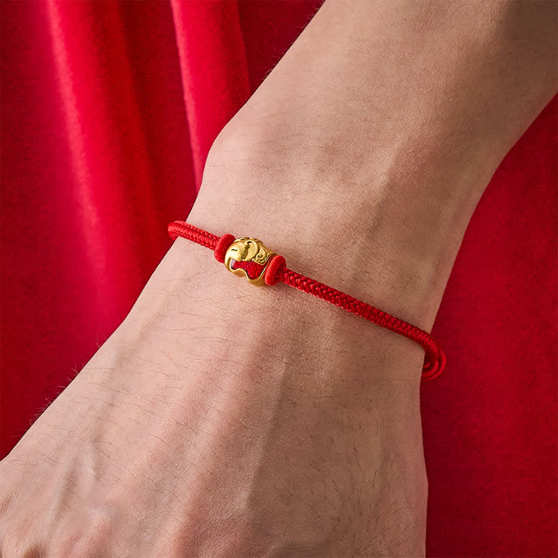 Buddha Stones Red String Elephant Copper Faith Bracelet