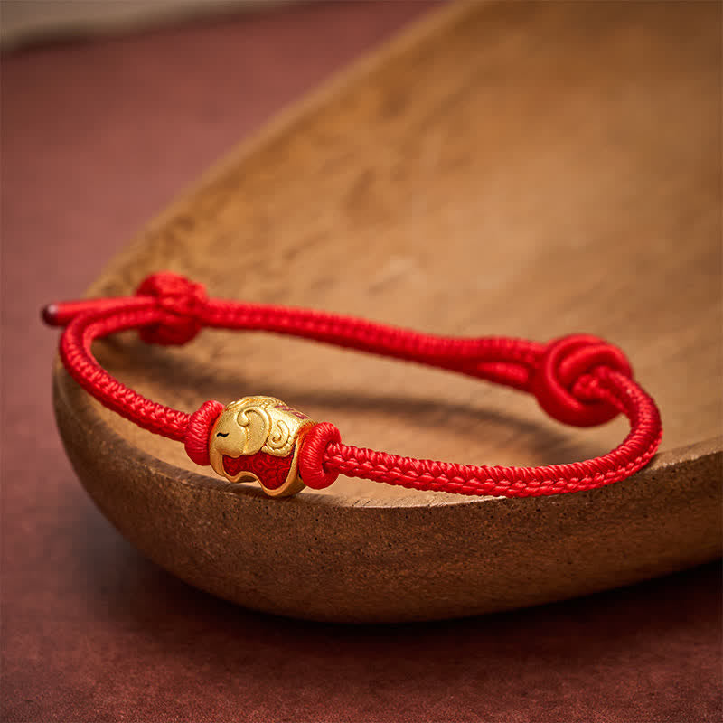 Buddha Stones Red String Elephant Copper Faith Bracelet