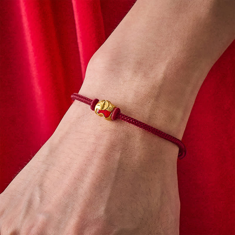 Buddha Stones Red String Elephant Copper Faith Bracelet