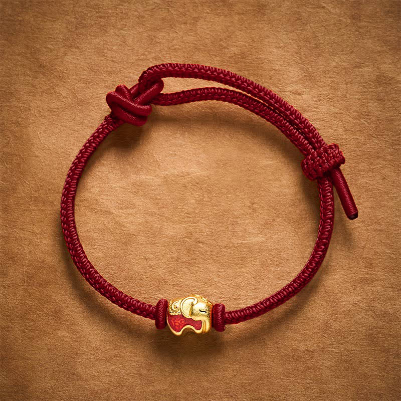 Buddha Stones Red String Elephant Copper Faith Bracelet