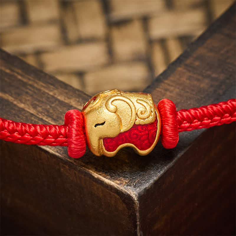 Buddha Stones Red String Elephant Copper Faith Bracelet