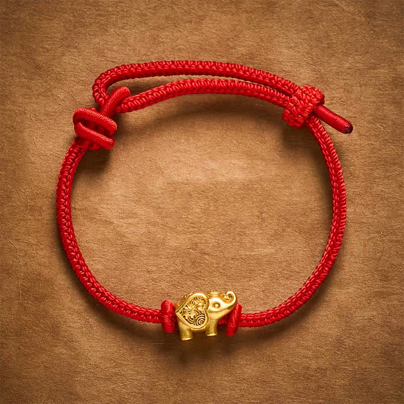 Buddha Stones Elephant Red String Copper Strength Bracelet