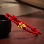 Buddha Stones Elephant Red String Copper Strength Bracelet