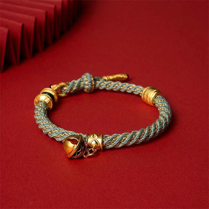 Buddha Stones Copper Enamel Bell Wisdom Tibetan Rope Bracelet