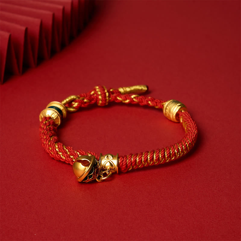 Buddha Stones Copper Enamel Bell Wisdom Tibetan Rope Bracelet