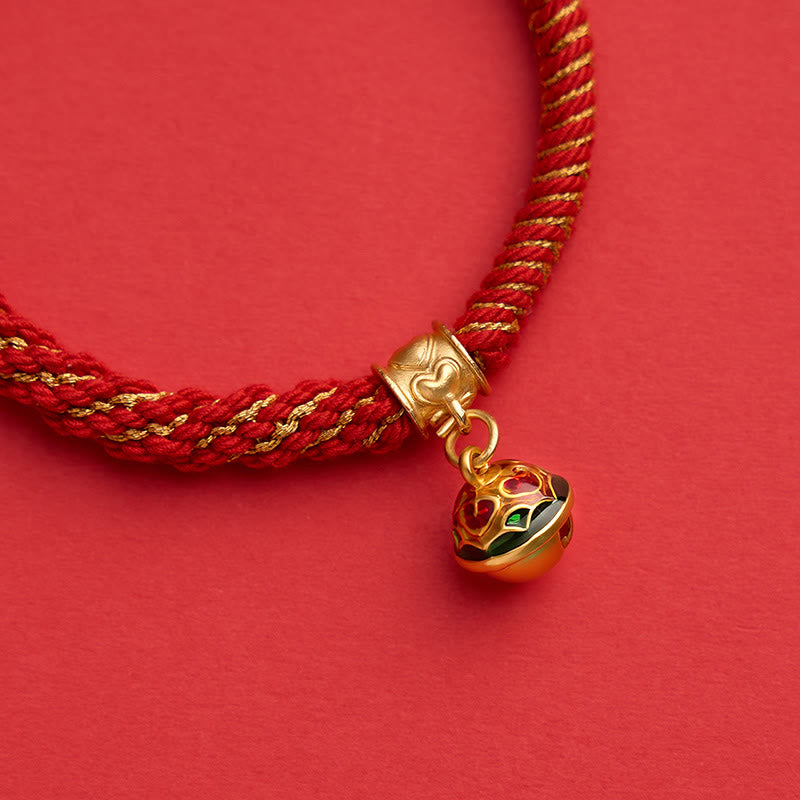 Buddha Stones Copper Enamel Bell Wisdom Tibetan Rope Bracelet