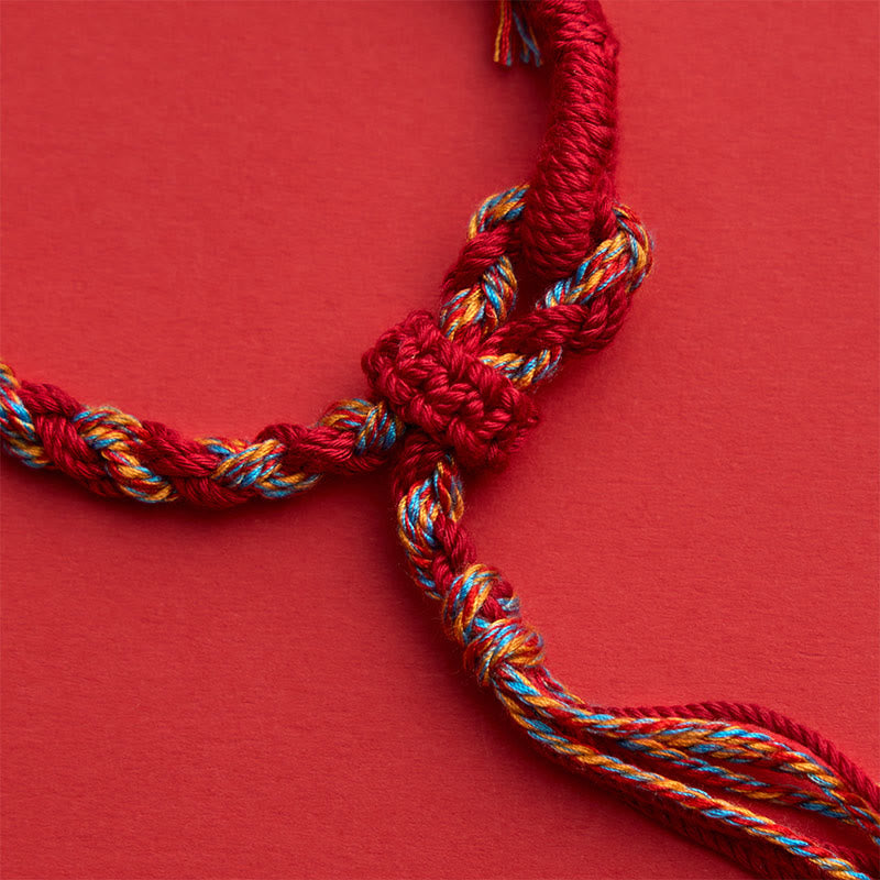 Buddha Stones Adjustable Red String Connection Macrame Bracelet