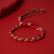 Buddha Stones Adjustable Red String Connection Macrame Bracelet