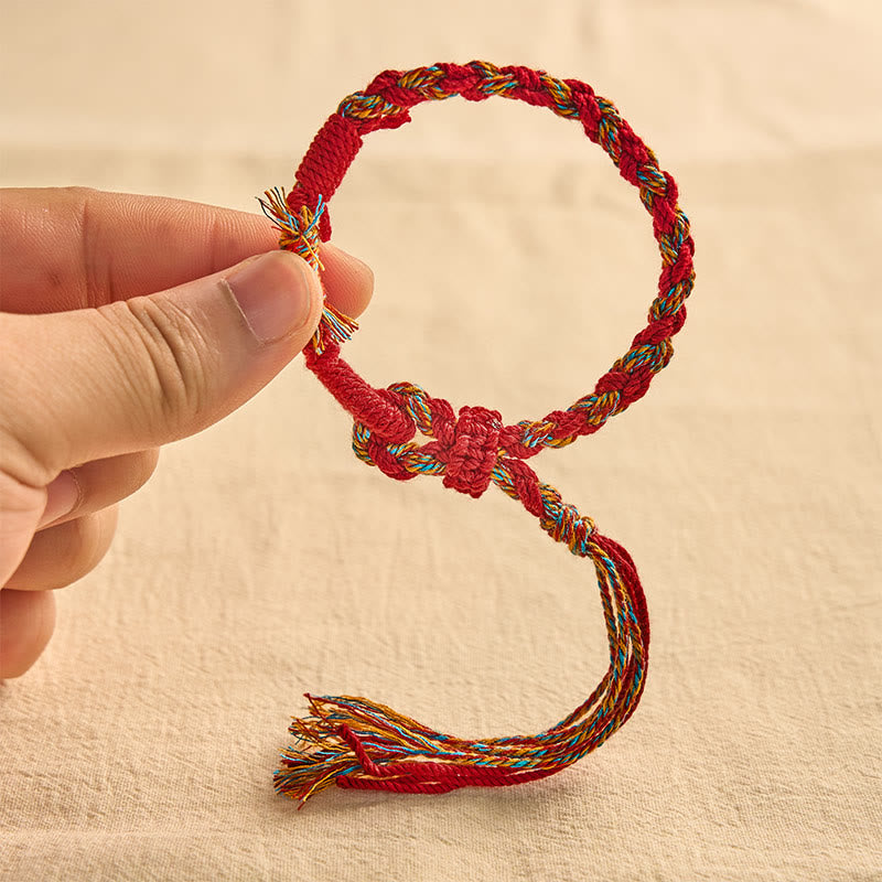 Buddha Stones Adjustable Red String Connection Macrame Bracelet