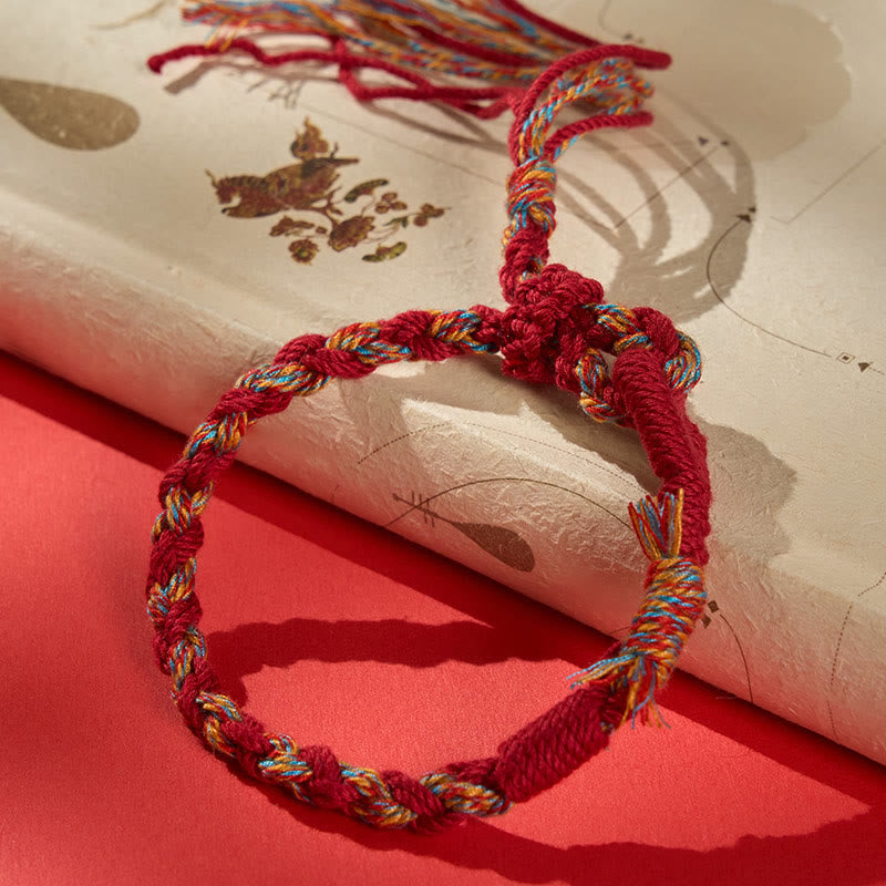 Buddha Stones Adjustable Red String Connection Macrame Bracelet