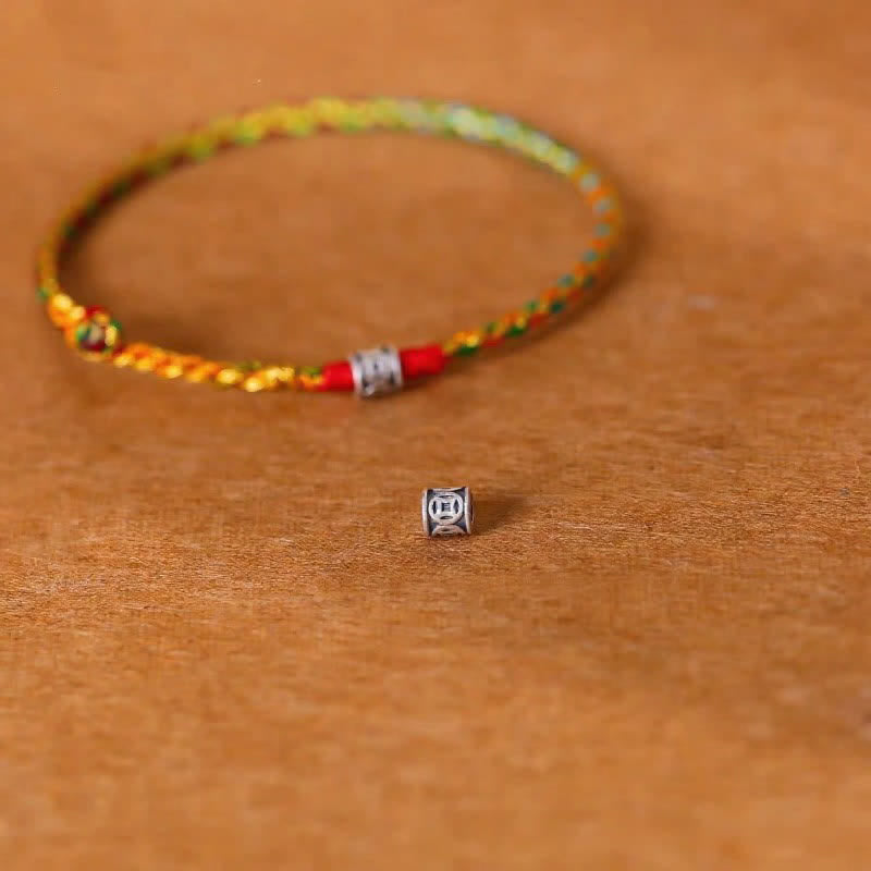 Buddha Stones 925 Sterling Silver Hand-Woven Multicolor Red String Faith Bracelet