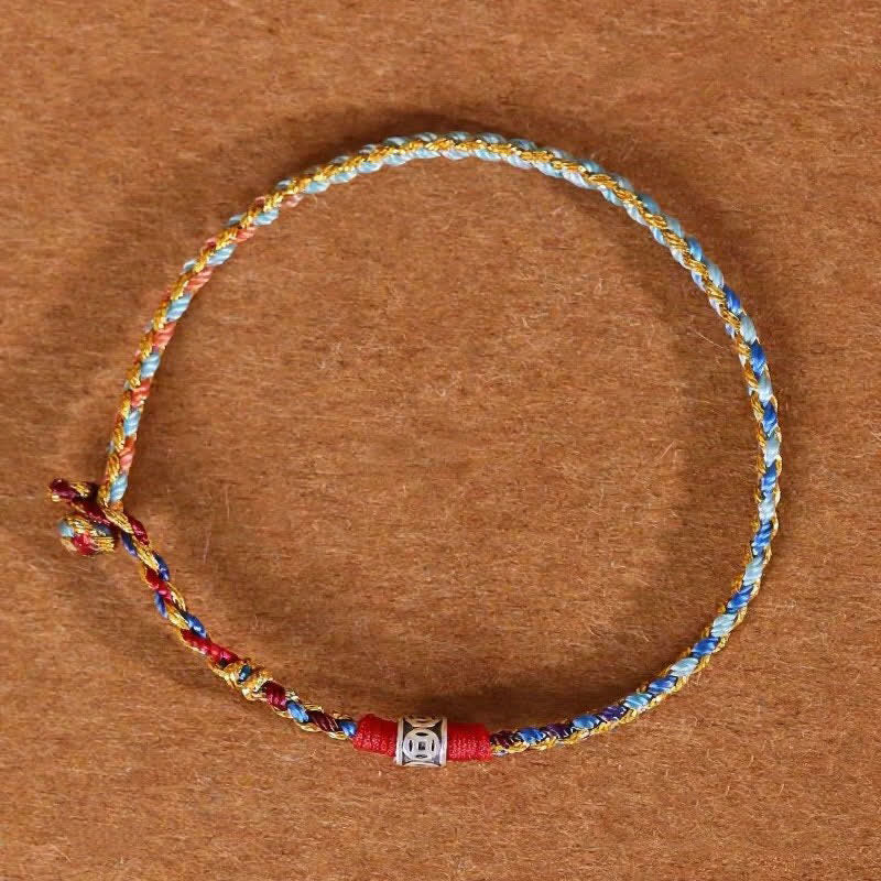 Buddha Stones 925 Sterling Silver Hand-Woven Multicolor Red String Faith Bracelet