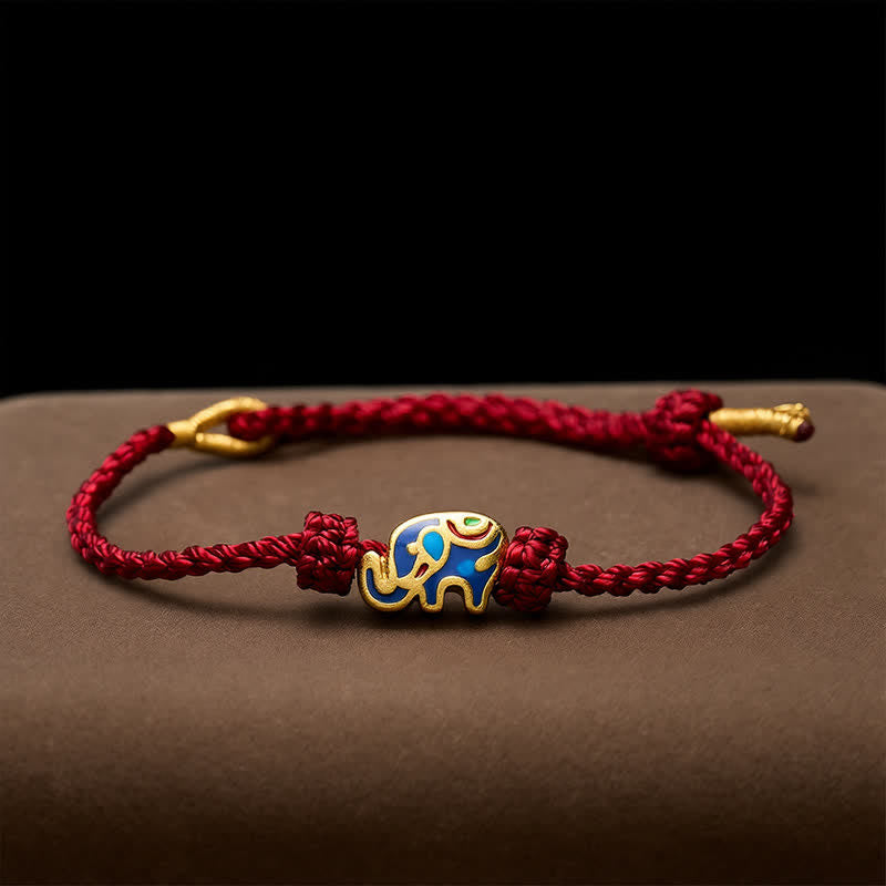 Buddha Stones Elephant Red String Woven Wisdom Bracelet
