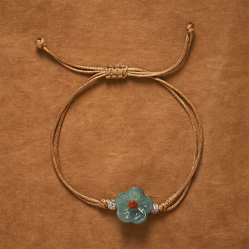 EverestArtstudios Natural Jade Hand-Woven Floral Harmony Bracelet