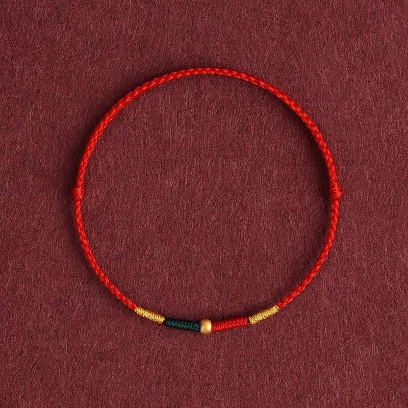 Buddha Stones Copper Bead Red String Protection Braided Rope Bracelet