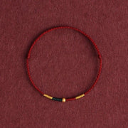 Buddha Stones Copper Bead Red String Protection Braided Rope Bracelet