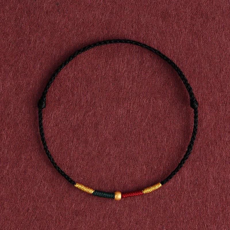Buddha Stones Copper Bead Red String Protection Braided Rope Bracelet