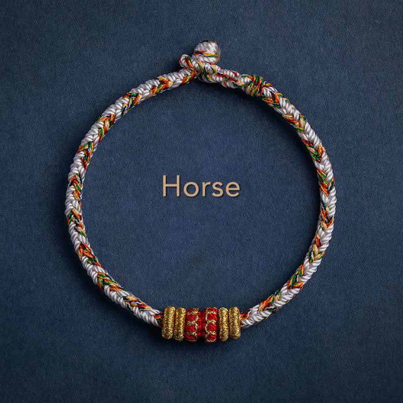 Buddha Stones Tibet Handmade Chinese Zodiac Luck Strength Braided String Bracelet