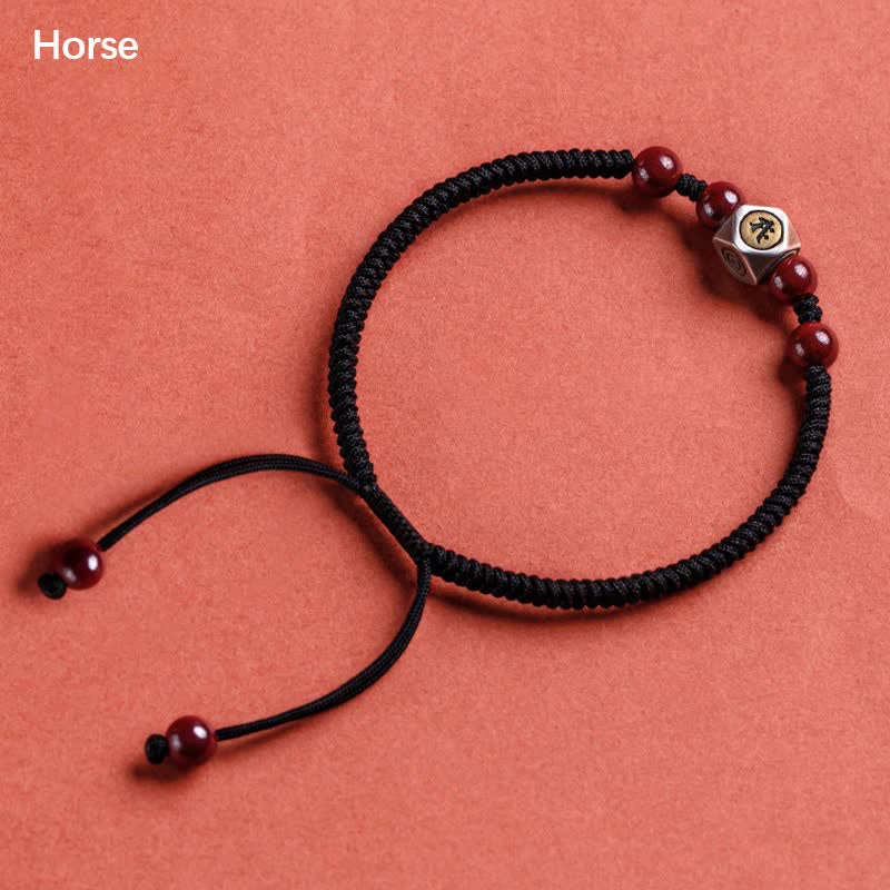 Buddha Stones 925 Sterling Silver Chinese Zodiac Cinnabar Calm Bracelet