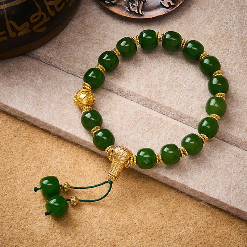EverestArtstudios Cyan Jade Harmony Golden Accent Bracelet