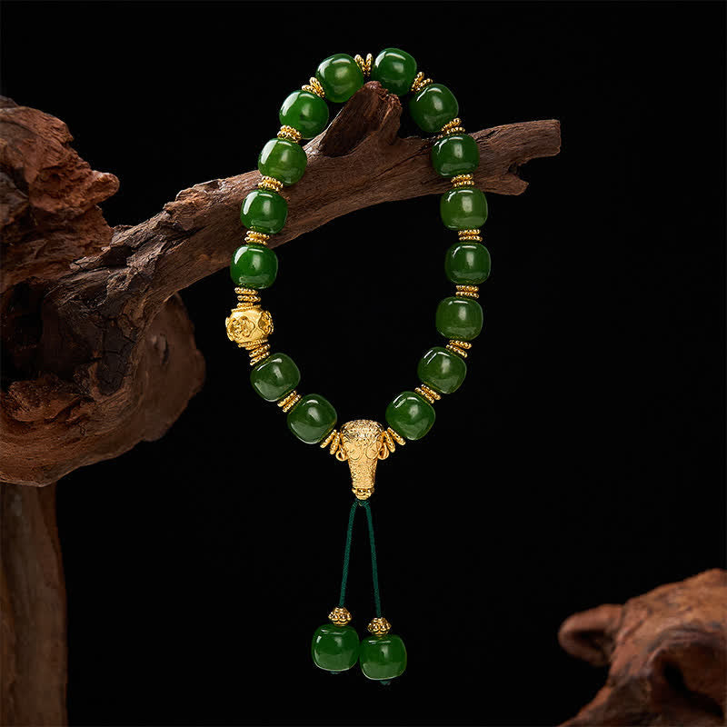 EverestArtstudios Cyan Jade Harmony Golden Accent Bracelet