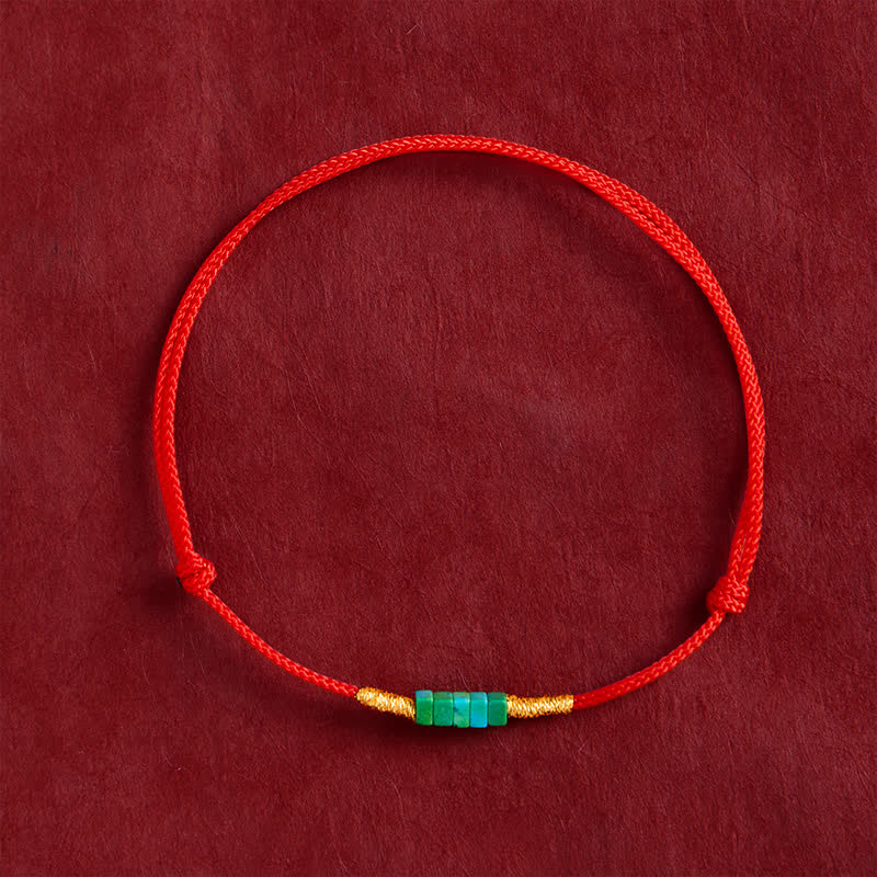 EverestArtStudios Ultra-fine Turquoise Square Beads Protection Red Rope Bracelet