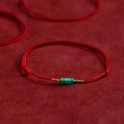 EverestArtStudios Ultra-fine Turquoise Square Beads Protection Red Rope Bracelet