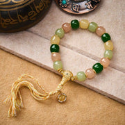 EverestArtstudios Cyan Jade Quartzite Jade Harmony Rounded Rectangle Bead Bracelet