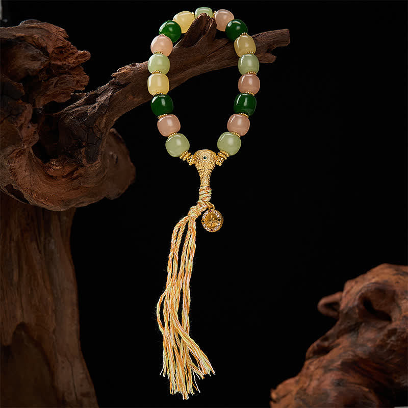 EverestArtstudios Cyan Jade Quartzite Jade Harmony Rounded Rectangle Bead Bracelet