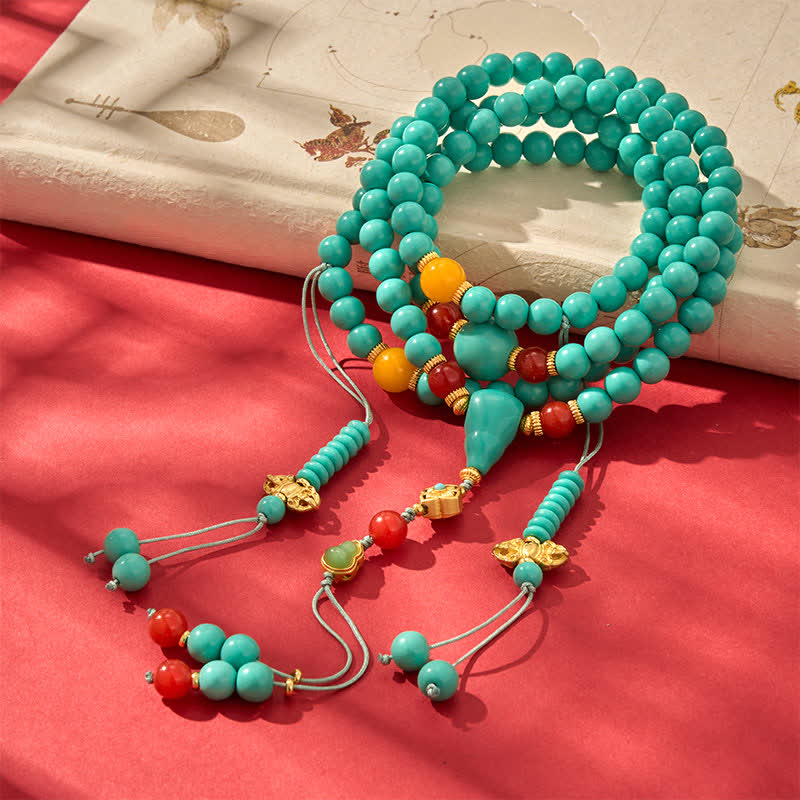 EverestArtStudios Turquoise Tibetan Round 108 Beads Strength Mala