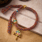 Buddha Stones Tibetan Om Mani Padme Hum Protection Red Multicolor Braided Rope Bracelet