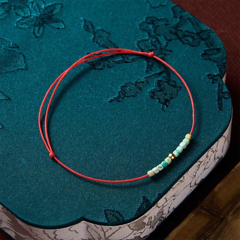 Buddha Stones Hand-Woven Ultra-fine Turquoise Beads Luck Rope Bracelet